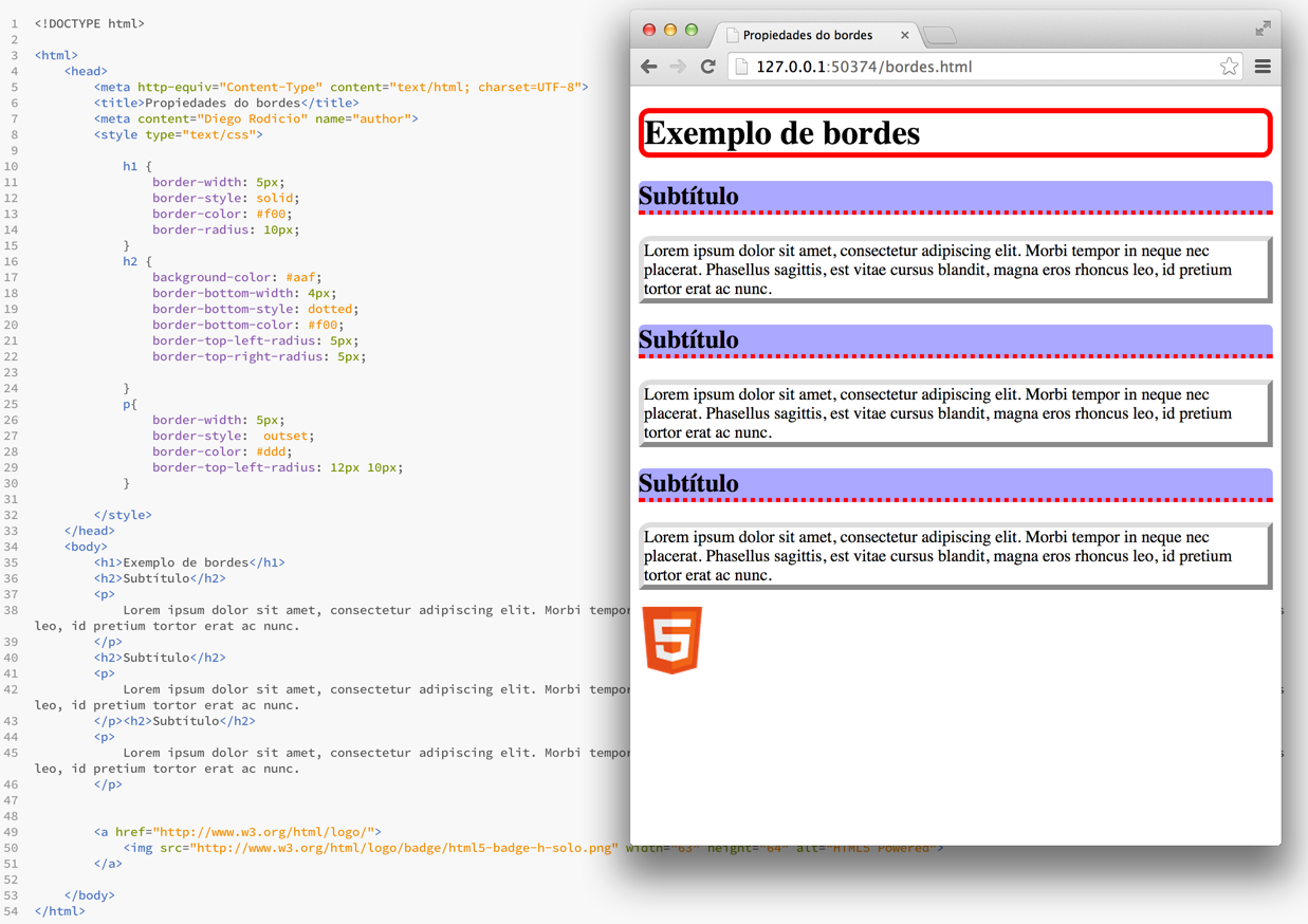 Bordes Formato dun sitio web CSS
