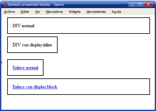 Exemplo de propiedade display