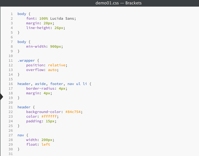 Exemplo arquivo CSS externo